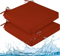 downluxe Waterproof Outdoor Chair Cushions for Patio Furniture, 19" x 19" x 2" Patio Chair Cushion with Adjustable Ties & Portable Handle, Square Outdoor Cushion with Removable Cover, Orange, 2 Pack by Downluxe