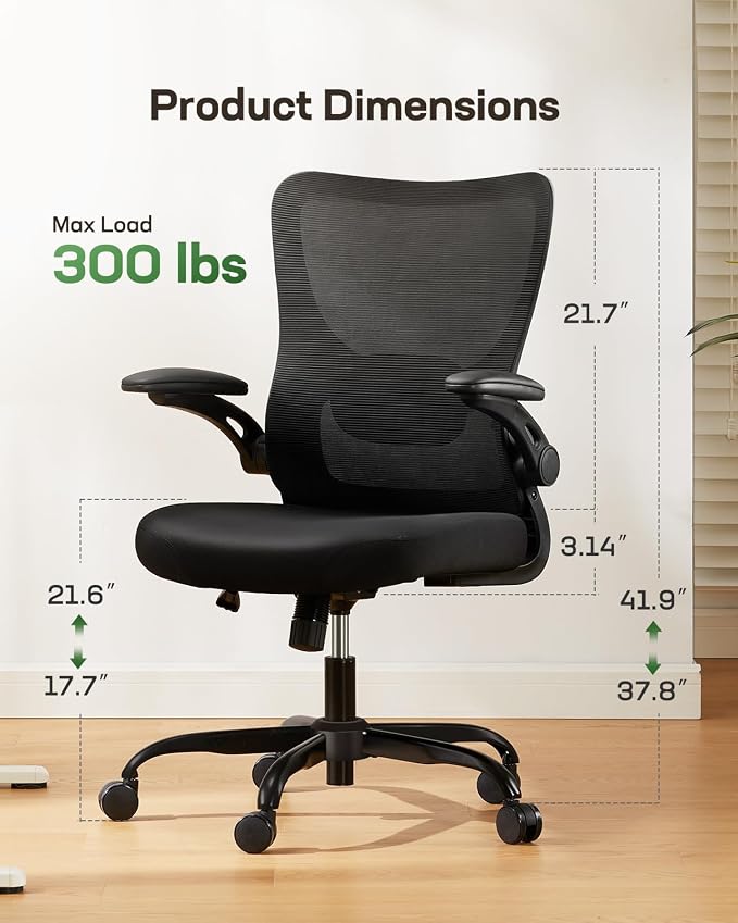 Marsail Ergonomic Office Chair with Adjustable Lumbar Support, 3-Way PU Armrests & Breathable Mesh for Home Office and Gaming - Image 2