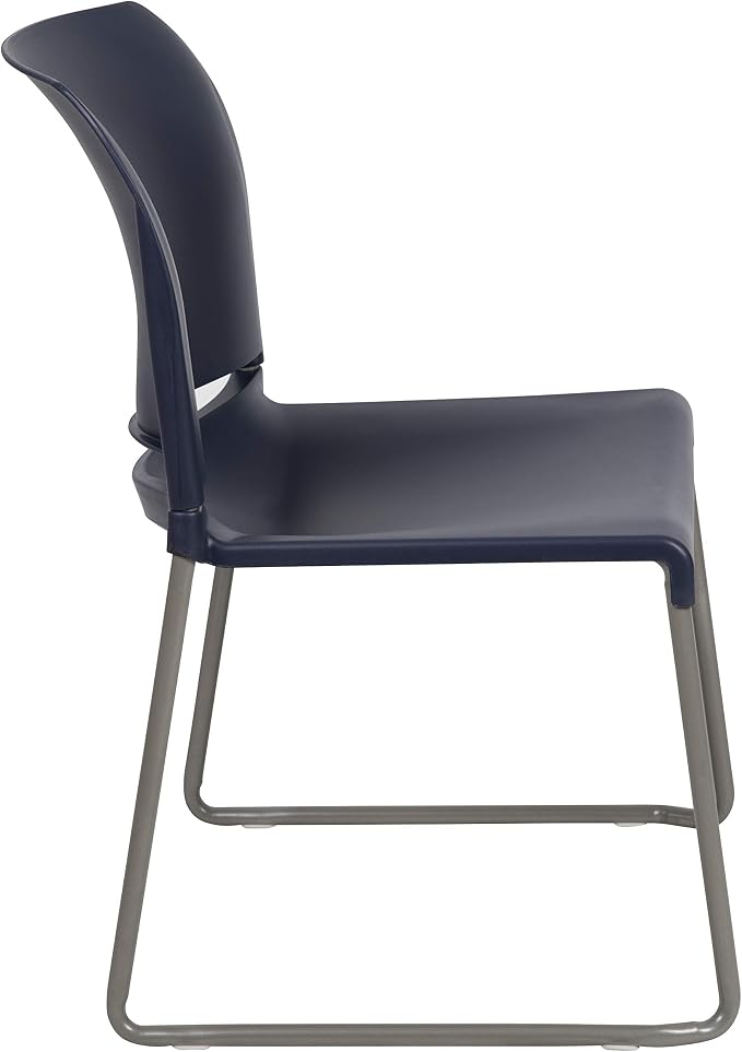 Flash Furniture Hercules Series Contoured Stacking Chairs for Waiting Rooms and Offices, Ergonomic Lobby Chairs with Curved Back, Set of 5, Navy | Sled Base, Powder Coated, Contoured, 880 LBS. Weight Capacity - Image 6