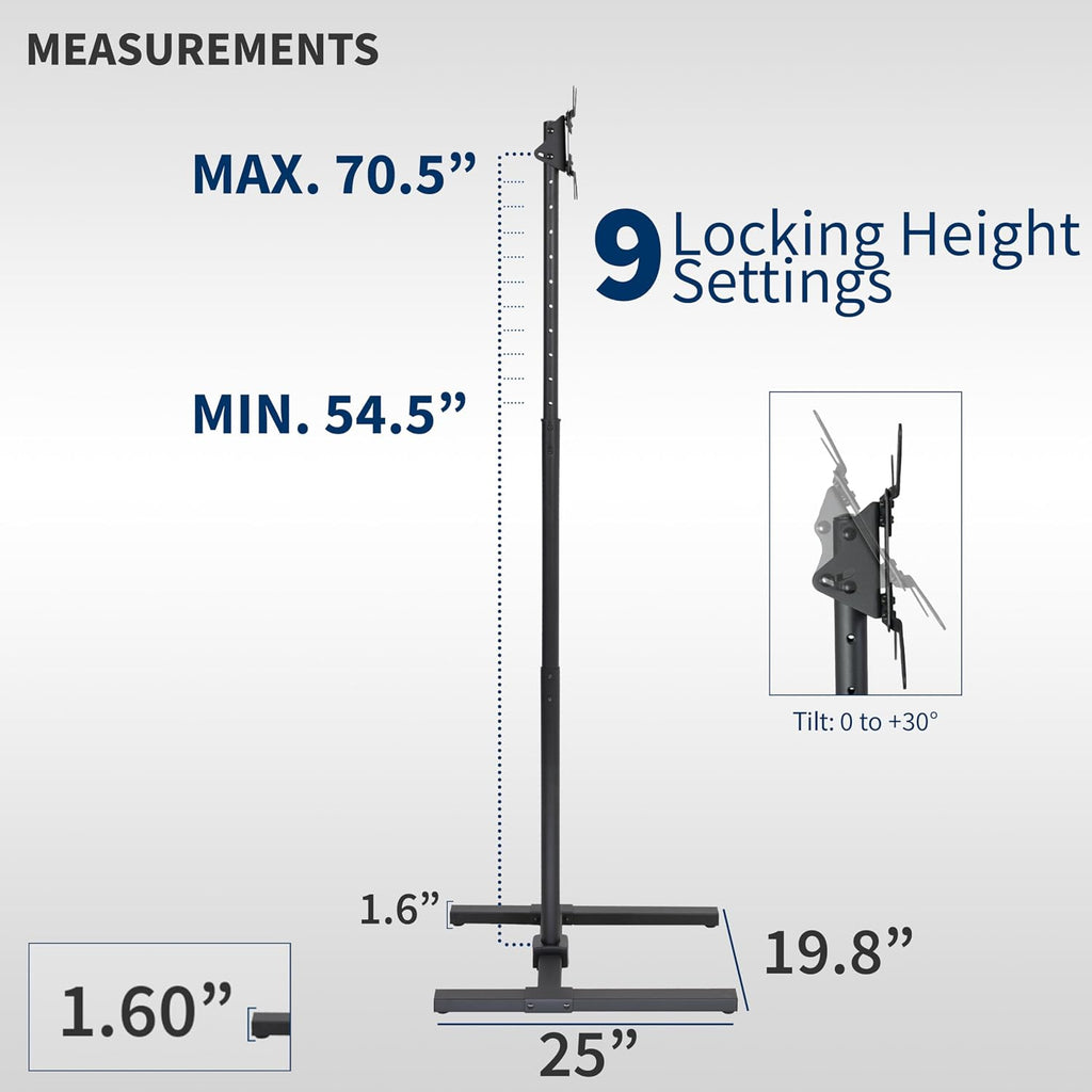 VIVO Extra Tall Height Adjustable TV Floor Stand for 13-50 in Screens - Image 7