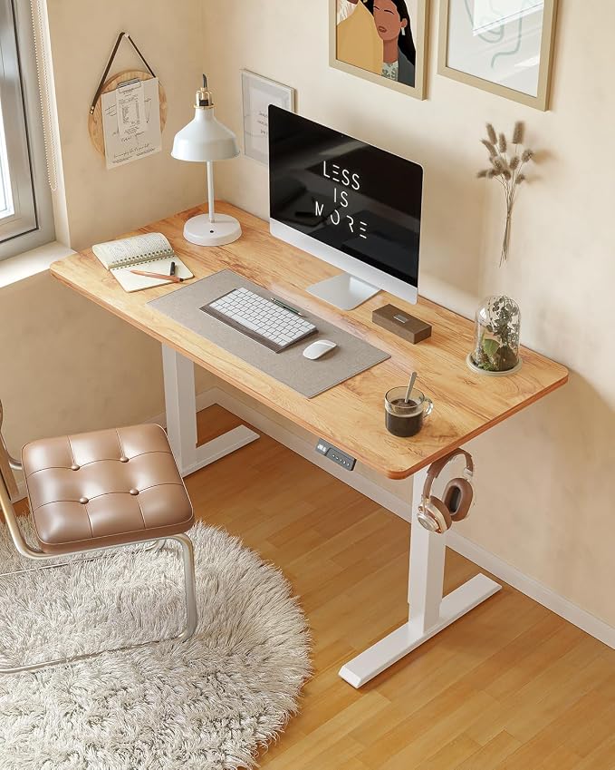 CubiCubi 63 x 28 Large Standing Desk, Height Adjustable Electric Computer Desk, 28" Deep Desktop, Sit Stand up Home Office Workstations with Preset Heights, Light Rustic - Image 2