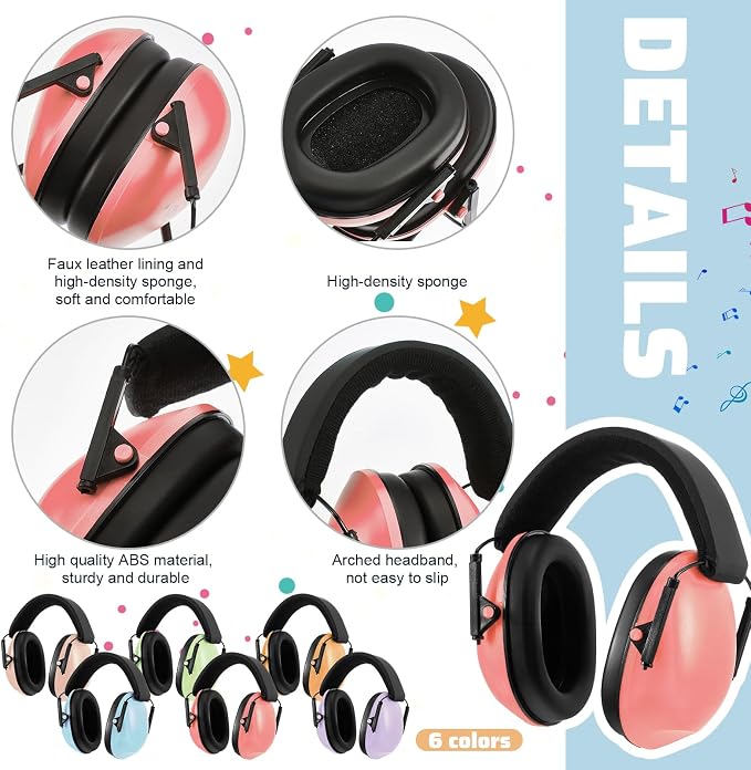 6 Pcs Noise Cancelling Headphones Kids Adult Ear Muffs Bulk, Ear Protection 27dB Noise Reduction Hearing Earmuff(Stylish Style,Gentle Colors) - Image 3