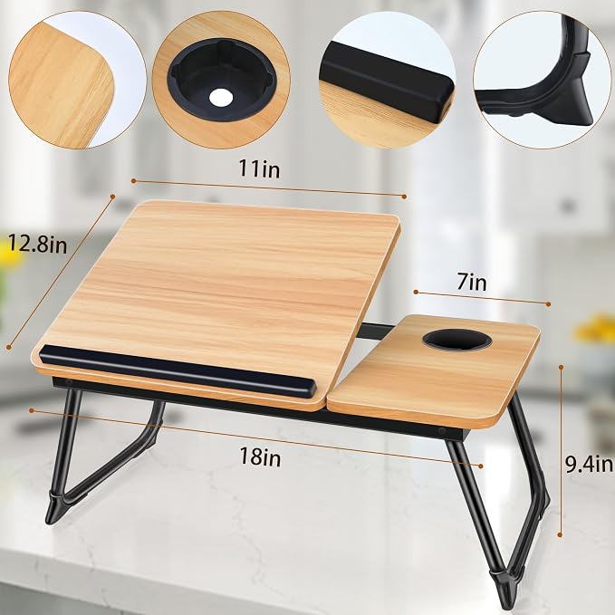Adjustable Laptop Desk for Bed,Bed Table for Laptops,Laptop Stand for Beds,Lap Desk Foldable Bed Desk for Laptops and Writing,Portable Beds Tray Table with Cup Holder - Image 7