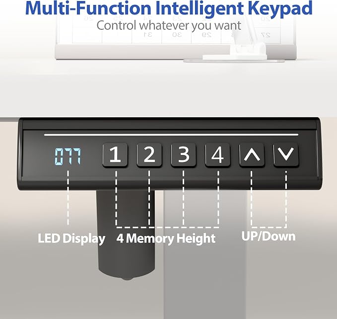 YESHOMY Height Adjustable Electric Standing Desk, 55 x 24 Inches Memory Home Office Sit Stand up Desk with Phone Holder and USB Charging Port, White - Image 7
