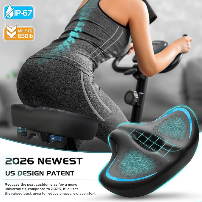 Noseless Bike Seat Cushion for Men & Women - Extra Padding & Comfort Wide Bicycle Seat, Oversized Comfortable Saddle for Peloton Bikes, Exercise Bikes, Electric Bikes, Cruiser Bikes - Image 3