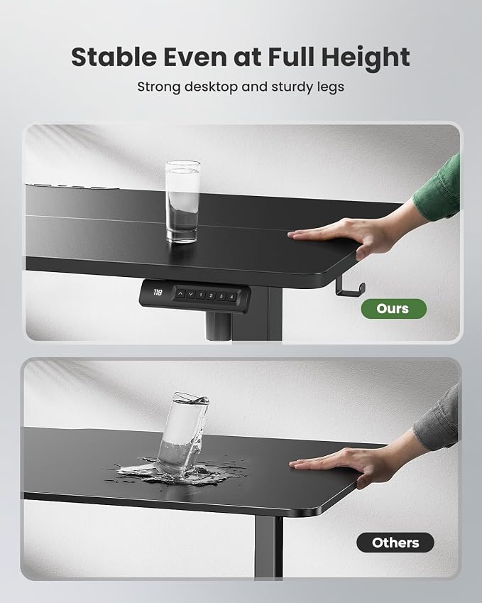 Marsail Electric Standing Desk, Adjustable Height Stand up Desk, 40 x 24 Inches Sit Stand Home Office Desk, Computer Desk, Black - Image 5