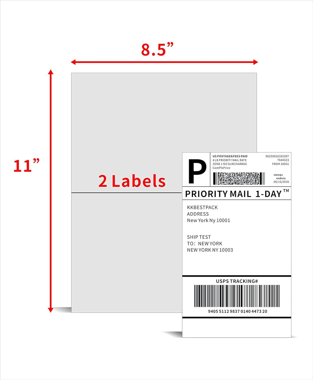 Half Sheet Shipping Labels for Laser and Inkjet Printers – 2 Per Page Self Adhesive Mailing Labels for Packages – White 8.5 x 5.5 Postage Labels for Shipping Boxes (2000 Labels) (KK2LP) - Image 3