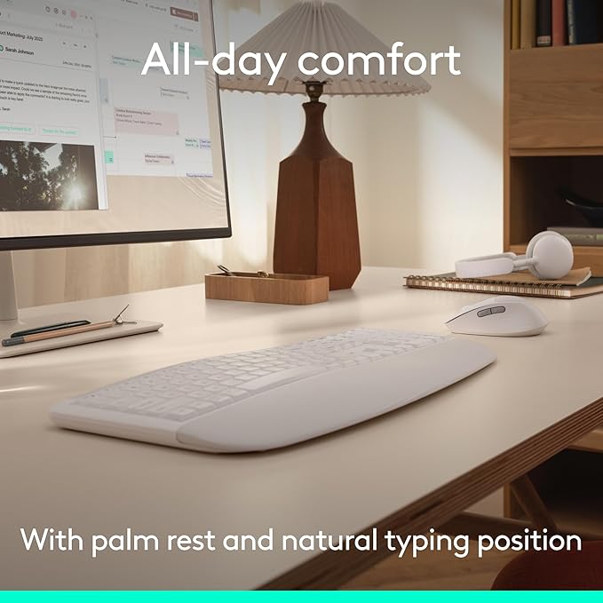 Logitech Signature Comfort Plus MK880 Combo Keyboard Mouse - Off White | Signature, Full-Size, with Palm Rest, Silent Clicks, Bluetooth, for Windows and macOS - Image 5