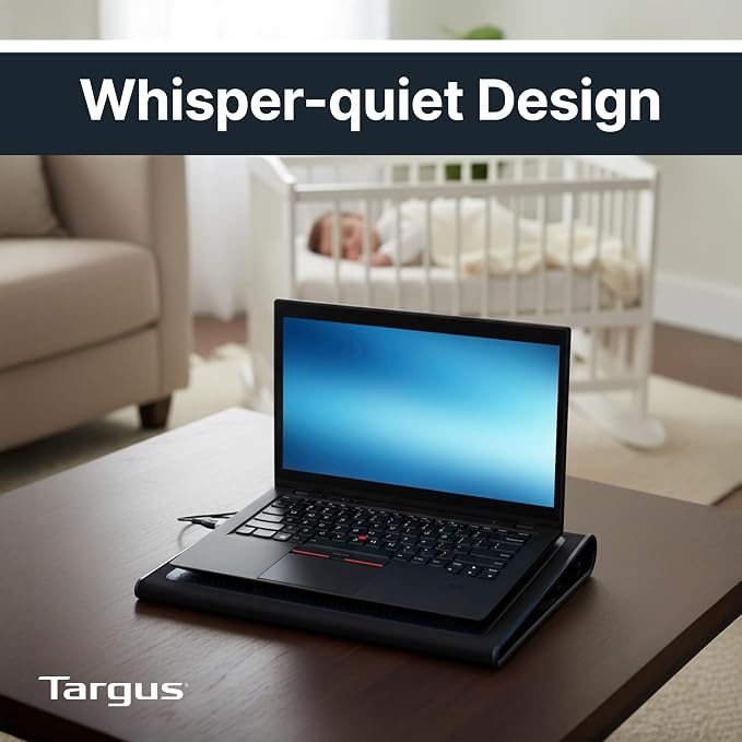 Targus 17 Inch Dual Fan Lap Chill Mat - Soft Neoprene Laptop Cooling Pad for Heat Protection, Fits Most 17" Laptops and Smaller - USB-A Connected Dual Fans for Heat Dispersion (AWE55US) - Image 8