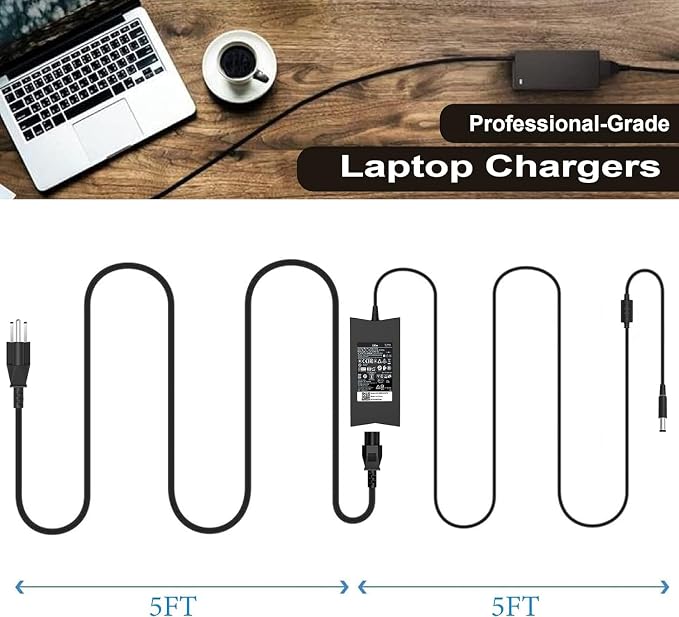 SZGUDULO 130W Laptop Charger for Dell XPS Inspiron Precision Power Cord | 130W Laptop Charger for Dell XPS 15 Inspiron 7559 Precision 5510 Docking Station Power Cord PA-4E (2Tips 7.4 and 4.5mm) - Image 4