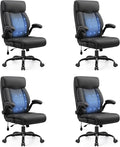 Ergonomic Office Chair with Lumbar Support, Executive Leather Computer Desk Chair with Flip Up Arms & Rocking Function, High Back Big and Tall Comfortable Gaming Chair for Home Office by Fidom