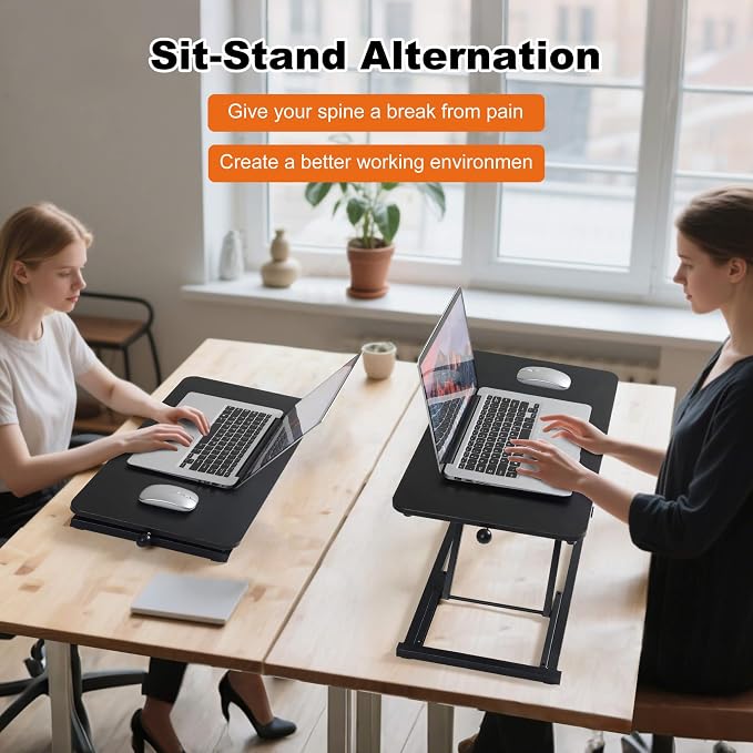 Standing Desk Converter Adjustable Height,Keyboard Riser for Stand Up Desk Riser,Computer Keyboard Stand for Desktop,Ergonomic Sit Stand Computer Workstations Black Size 23.6 Inch - Image 2