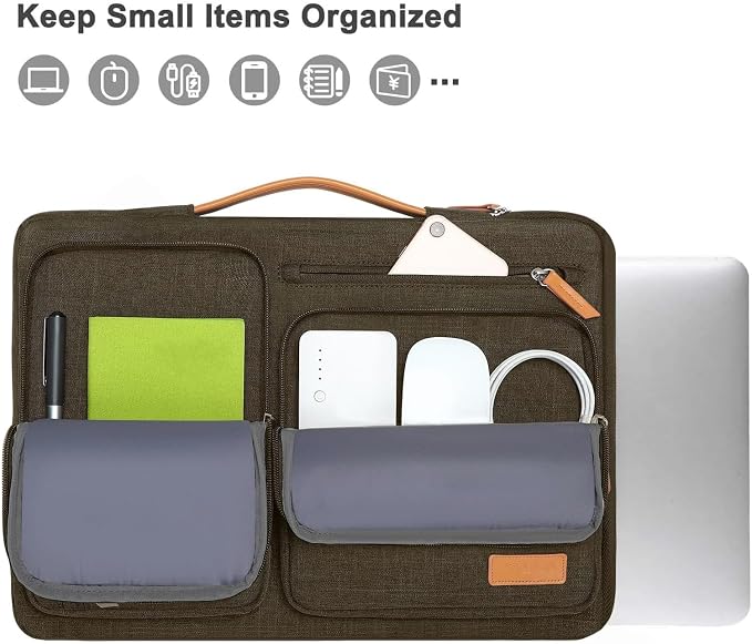 MOSISO 360 Protective Laptop Case 13.3 inch, 13-13.3 inch Laptop Sleeve | Compatible with MacBook Air/Pro 13 / Pro 14,HP Dell Acer ASUS, Side Open Carrying Case with 4 Zipper Pockets, Carob Brown - Image 2