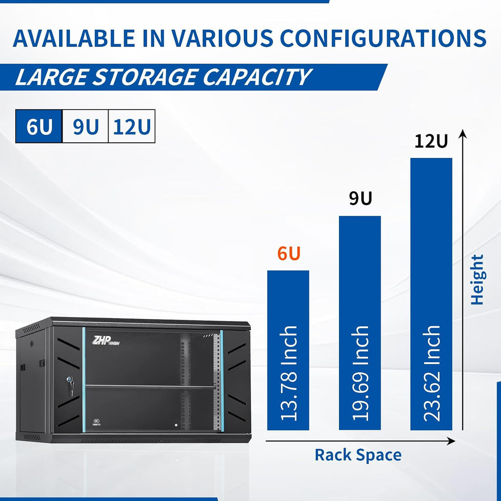 6U Wall Mount IT Network Rack Cabinet - SPCC Cold-Rolled Steel with Vents for Heat Dissipation, Easy Assembly and Cable Routing 15 in Depth for AV and Network Equipment - Image 2
