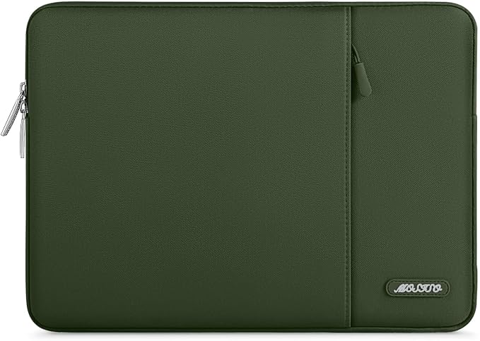 MOSISO Laptop Case 14 inch, Laptop Sleeve Bag with Pocket | Compatible with HP Lenovo Dell ASUS Acer, HP Stream, Dell Latitude, Polyester Vertical Computer Bag, Army Green by MOSISO