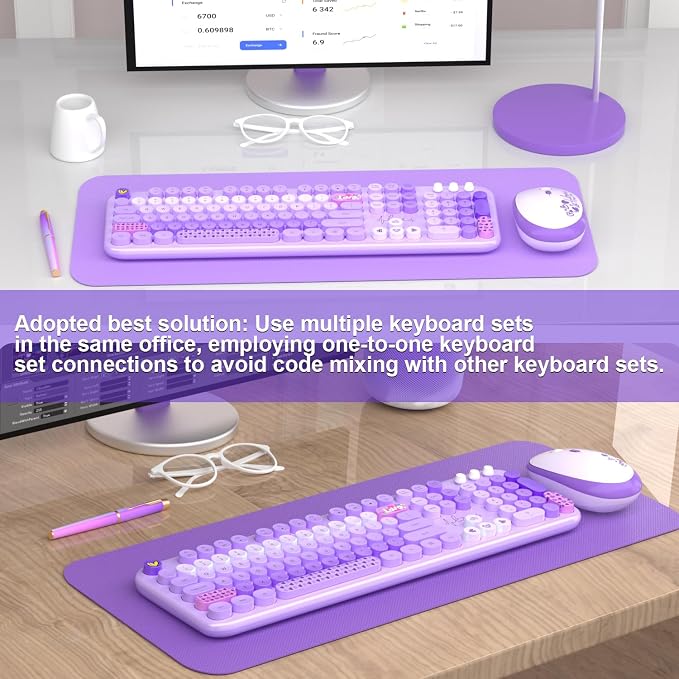 MOFII Keyboard and Mouse Wireless, 104 Keys Lovely Cute Colorful Typewriter | Full Size With Number Pad & Mouse,Ideal For Windows,1600DPI,Computer, PC, Notebook, Laptop - Image 8