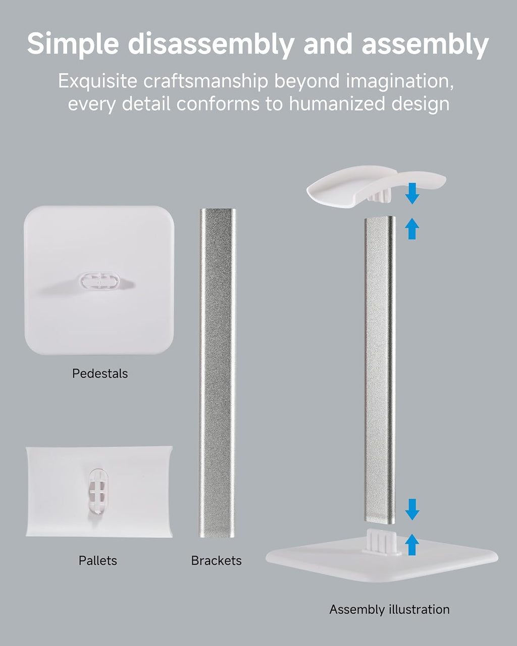 Sleek Modern Headphone Stand for Desk - Easy Assembly & Disassembly - Exquisite Craftsmanship Headset Holder for All Type PC Wireless Gaming Headset (White) - Image 6