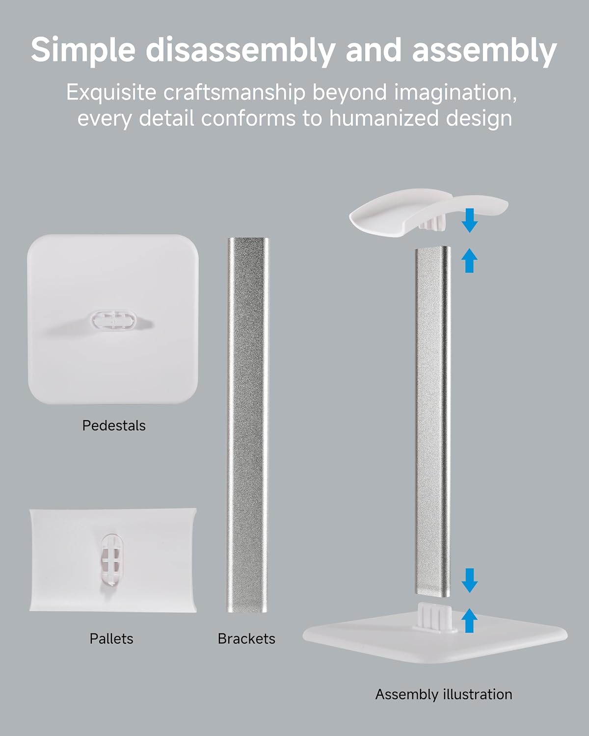 Sleek Modern Headphone Stand for Desk - Easy Assembly & Disassembly - Exquisite Craftsmanship Headset Holder for All Type PC Wireless Gaming Headset (White) - Image 6