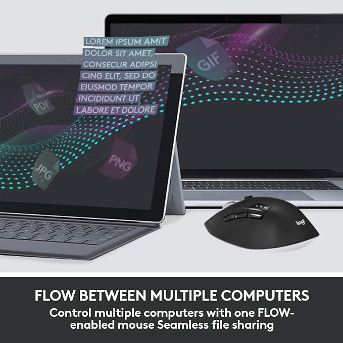 Logitech MK850 Performance Wireless Keyboard and Mouse Combo - Graphite | Connect via Bluetooth or included USB-A receiver, oversized wave-shaped keyboard, full size mouse with 8 customizable buttons - Image 6