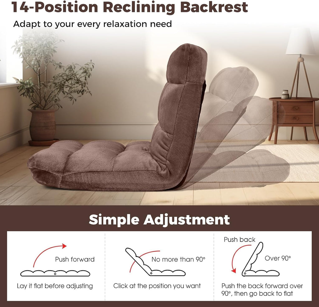 COSTWAY Floor Chair, Folding Floor Gaming Chair with Back Support - Image 3