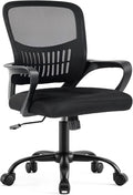 DUMOS Home Office Chair, Computer Desk Chair, Lumbar Support | Ergonomic Mid Back Mesh, Height Adjustable Fixed Armrest, Rocking Mode 360 Swivel, Computer Conference, Black by DumosLifestyle