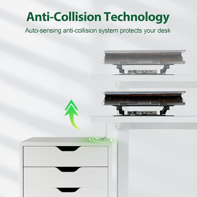 Agilestic Electric Height Adjustable Standing Desk, 63 Inch, White | Smooth Height Adjustment, Memory Presets, Hooks, Stable Steel Frame,154 lbs Capacity, Easy Assembly, Splice Board - Image 6