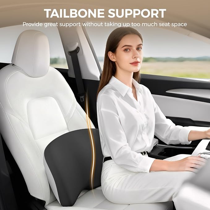 BEBAS Ergonomic Memory Foam Lumbar Support Pillow for Car, BlackGray | Back Support for Lower Pain Relief, Lumbar Cushion with Fixed Ring, Breathable Washable Cover, Fits for Driving, Office - Image 5