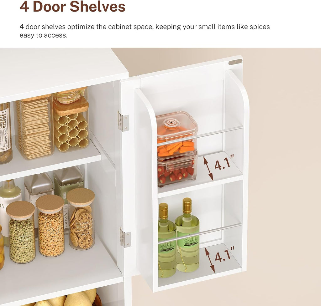 Kitchen Pantry Cabinet with 4 Door Shelves, Tall Storage Cabinet - Image 6