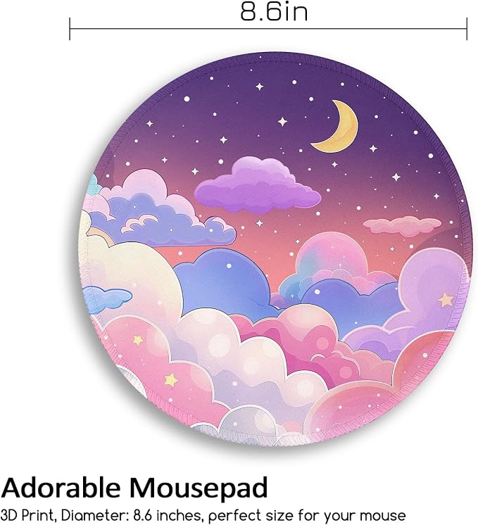 Funny Cute Work Mouse Pad, Small Round Mousepad for Desk, Laptop | Mini Travel Wireless Mice Pad for Computer, Office Accessories, Coworker Gifts, 8.6 x 8.6 inch - Image 4