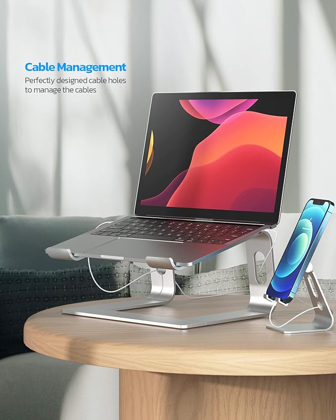 Nulaxy Full Aluminum Laptop Stand, Stable Support to 22 lbs, Silver | Detachable for Portable Storage, Easy Setup, Saves Desk Space, Compatible with 10-16 Inch Laptops, Office Desk Accessories - Image 6