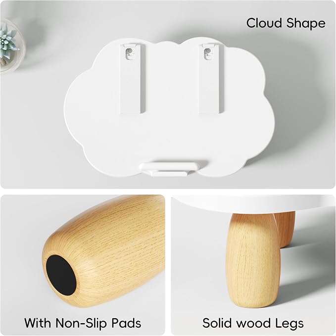 AFOOYO Adjustable Wood Laptop Stand, Ergonomic Height Angles Computer Stand, Cloud-Shaped Holder Riser Notebook Stand for Desk Compatible with Air, Pro, Dell, HP, Lenovo More 10-17.3" Laptops, White - Image 5