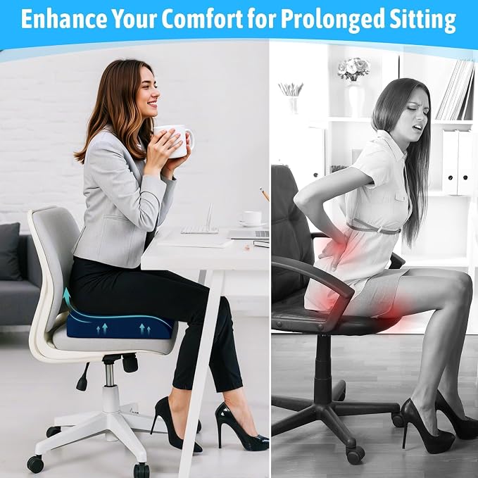 TranquilMoments Seat Cushion, Gel Wheelchair Seat Cushion, Blue | Wheelchair Seat Cushion Cooling Gel Memory Foam, Tailbone Pain Relief & Non - Slip Bottom Chair Cushion - Image 6