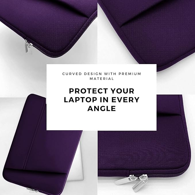 Laptop Sleeve Case 15.6 inch, Sturdy Portable Monitor Computer Laptop Case, Carrying Sleeve Bag 15.6'' with Pockets for MacBook PC Mac HP Lenovo Dell Asus Xbox Switch, Deep Purple - Image 2