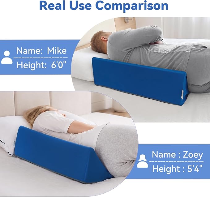 Vekkia Wedge Pillow for Side Sleeping, Back Support with High-Density Foam | Pillow Wedge for Side Sleeper for Pregnancy Support, Back Pain, Preventing Bedsores, Surgery Recovery, Removable Cover, Blue - Image 8