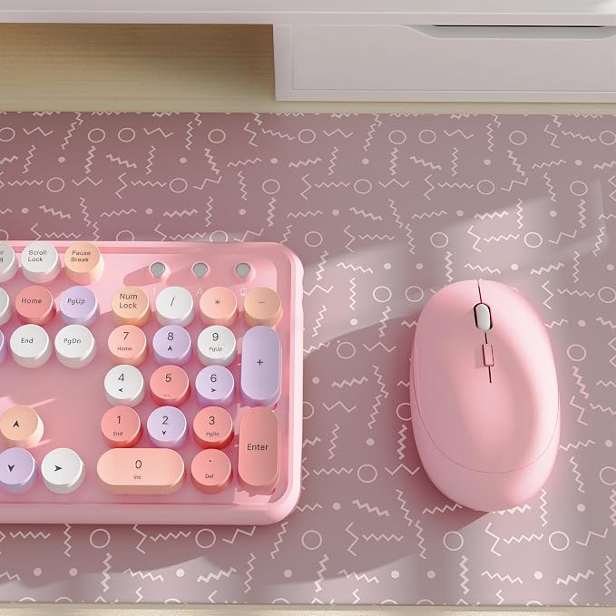 Colorful Wireless Keyboard and Mouse Combo Pink Colorful | Full-Sized Office Keyboard with Typewriter Flexible Keys, 2.4GHz Dropout-Free Connection, Optical Mouse for PC Laptop - Image 4