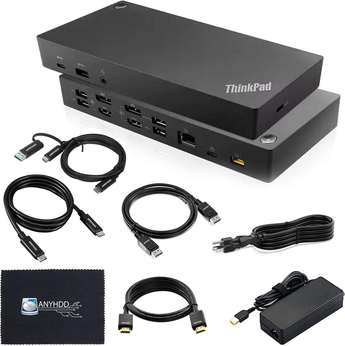 40AF0135US Docking Station Dual Monitor Hybrid USB-C with USB-A - 1 Year Warranty, Thinkpad Dock w/ 135W Adapter, HDMI, DisplayPort, USB-C Cable, Cloth - Laptop Docking Station (Renewed) by Lenovo