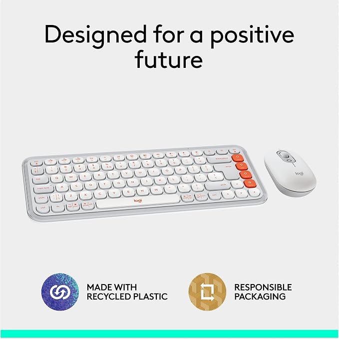 Logitech POP ICON Combo Wireless Bluetooth Keyboard and Mouse - White | Comfortable typing, programmable keys and buttons, quiet clicks, easy-switch up to 3 Bluetooth devices - Image 11