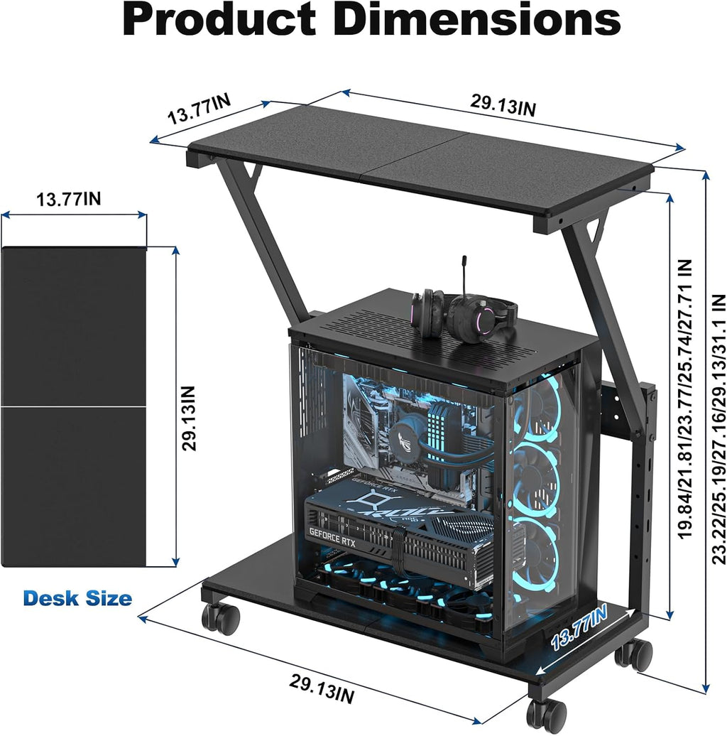 suptek Computer Tower Stand, 5 Levels Height Adjustable PC Tower Stand/Cart with Locking Wheels, 23.22"-31.10", Mobile Rolling CPU Holder, 29In Large PC Stand for Home Office, Black - Image 2