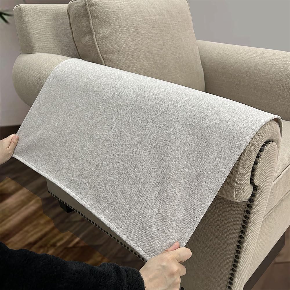 Couch Arm Covers, Anti-Slip Sofa Armrest Cover for Recliner, 2pc Washable Sofa Arm Covers, Dogs Cats Pet Scratch Proof Couch Arm Protectors, Tan, 24x28inch - Image 3