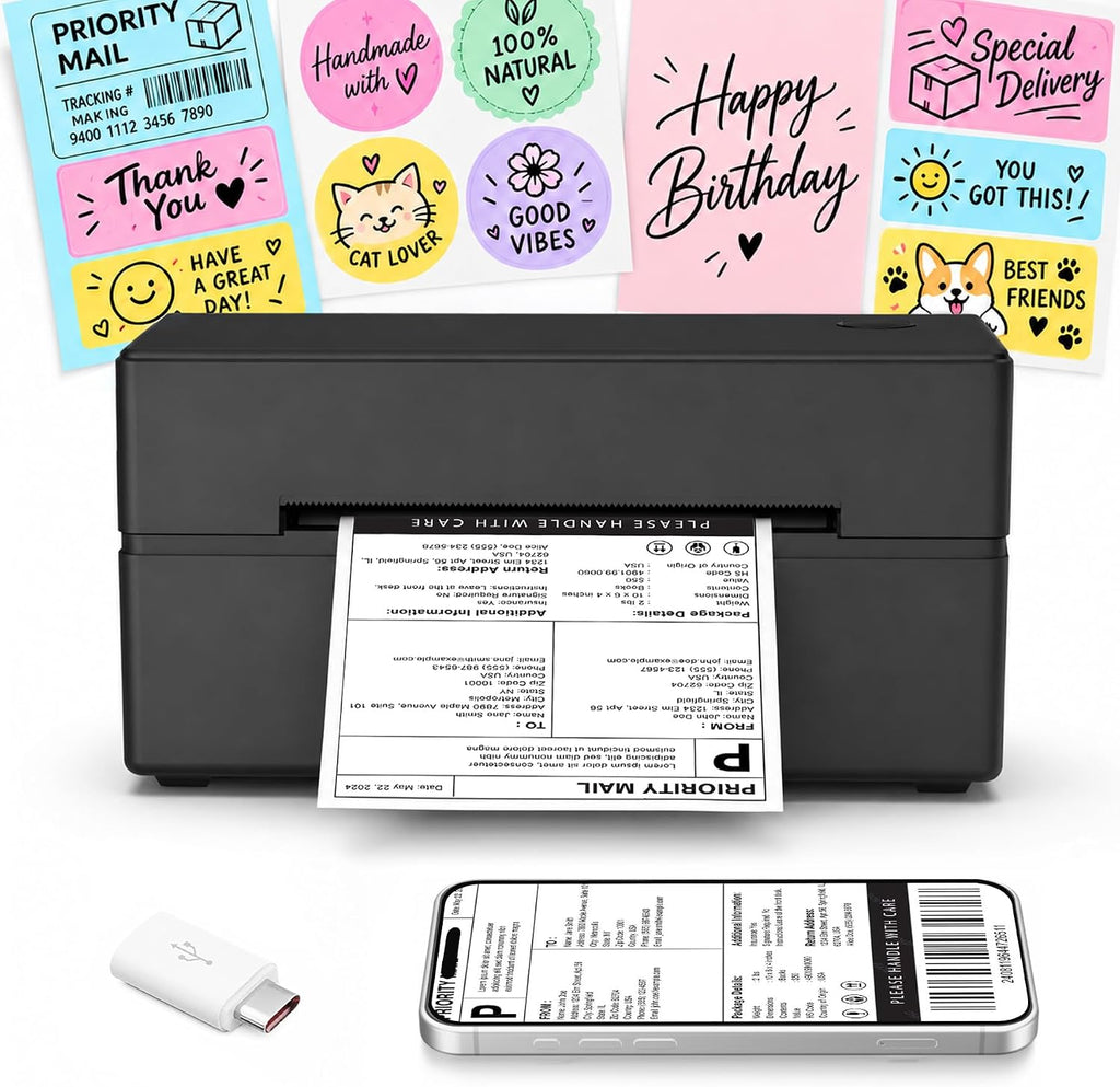 Thermal Shipping Label Printer 4x6 Bluetooth Label Maker for Small Business by NULLTONEX
