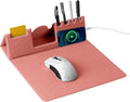 Mouse Pad with Phone Holder & Pen Holders, Wireless Charging Desk Mat, Mousepad Home Office Desk Pad with Ultra-Smooth Surface, Non-Slip Base, Waterproof Keyboard Pad, Classic Pink Desk Mat by Tongyanat