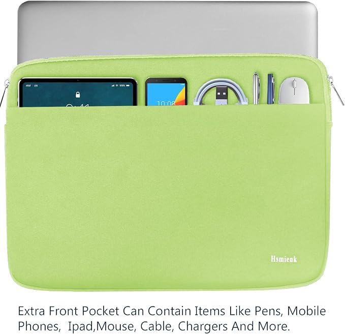 Laptop Sleeve Case 15.6 inch, Shockproof Protective Notebook Cover with Accessory Pocket, Carrying Laptop Bag for HP, ASUS, Dell, Lenovo, Acer, Light Green - Image 2
