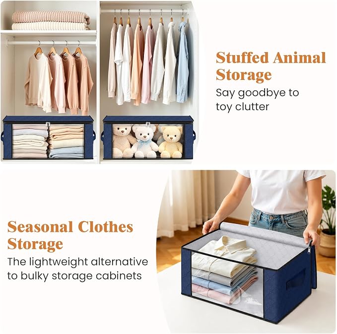 Fab totes 35L Closet Organizers, Foldable Under Bed Storage Containers | Storage Bags with Zippers,Window and Handles for Organizing Bedroom, Closet, Clothing,Organization with Handle - Image 5