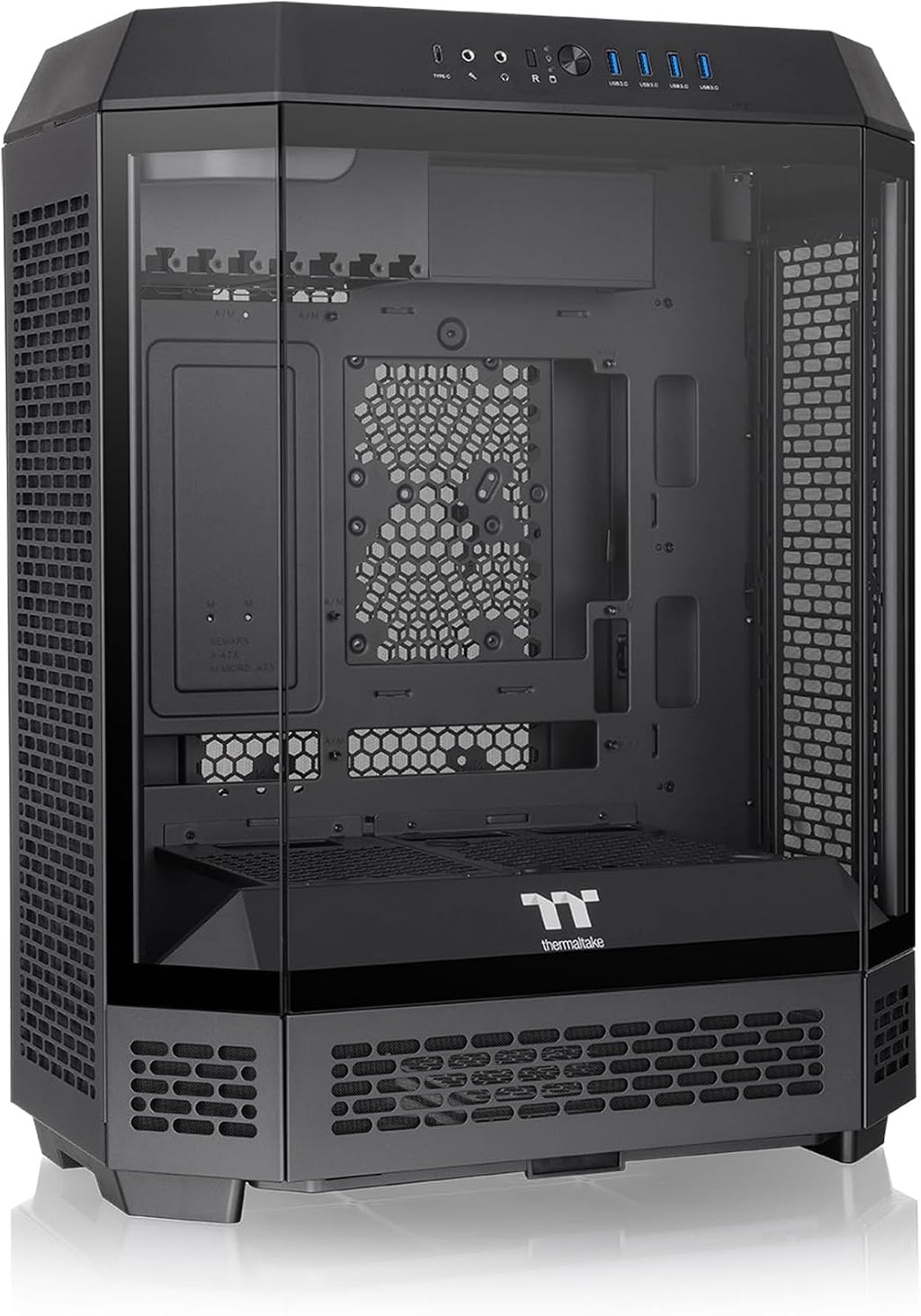 Thermaltake Tower 600 Black Mid-Tower ATX Case; 3 Tempered Glass Panels; Hidden-Connector Motherboard Support; Rotational PCI-e Slots; CA-1Z1-00M1WN-00; 3 Year Warranty by Thermaltake
