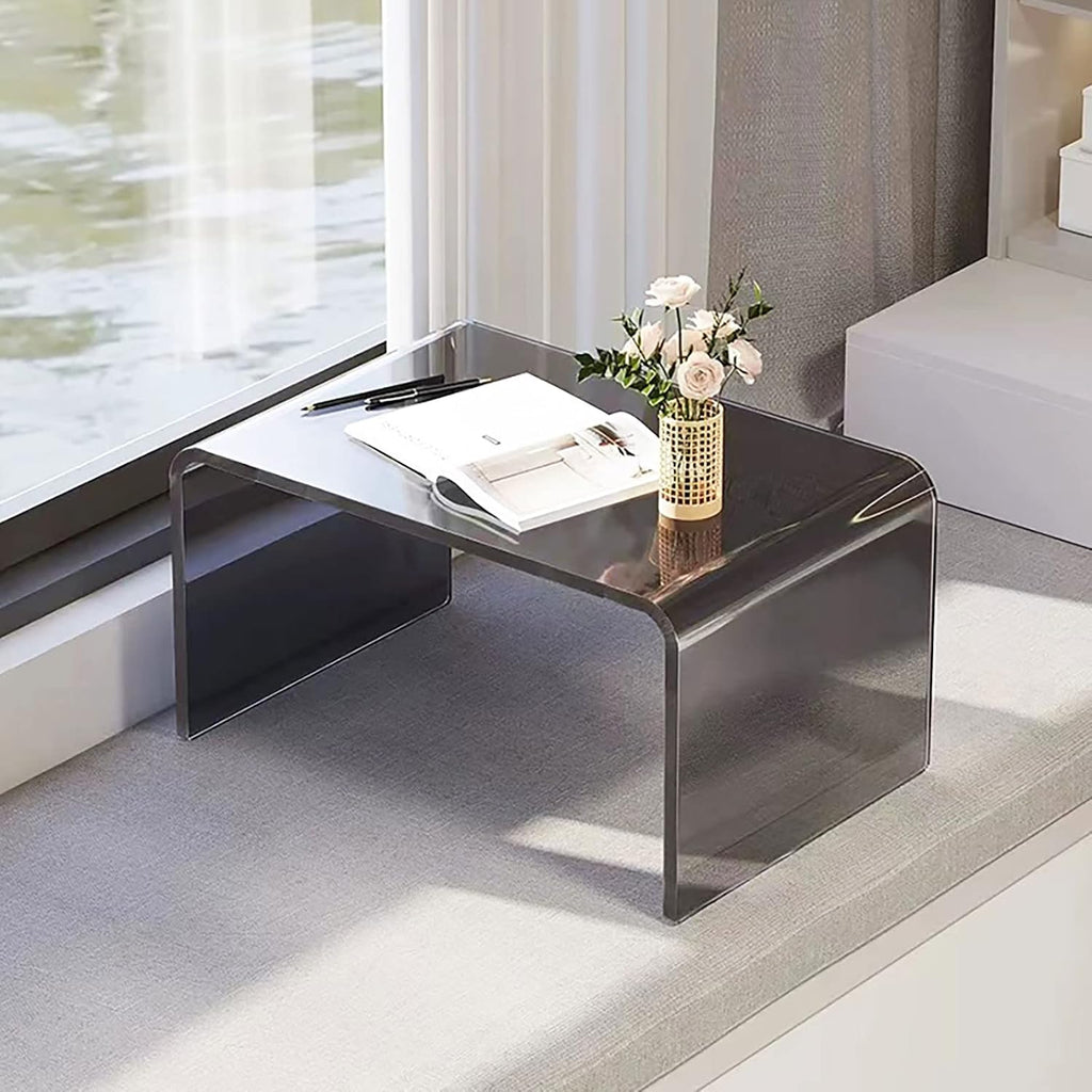 Clear Acrylic C Shaped Side Table 25.6 in Acrylic End Table for Couch - Image 4