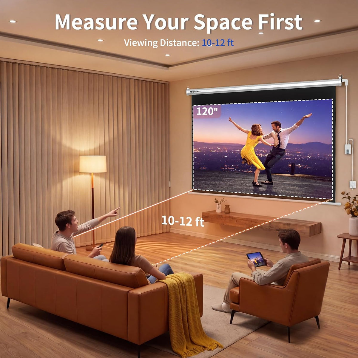 120" 16:9 Motorized Projector Screen with Dual-Side Power Inlet - Image 6