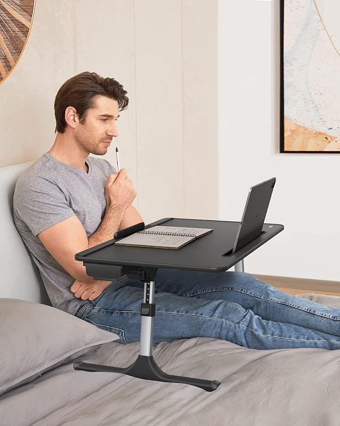 SAIJI Lap Desk for Bed, X-Large Foldable Laptop Table with Book Stand | Wrist Rest, Extra Leg Room for Sofa Couch Floor (Black) - Image 7