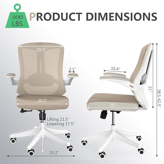 Ergonomic Office Desk Chair High Back Mesh Computer Chair Adjustable Chair | 360° Swivel Adjustable Lumbar Support & Flip-Up Armrests capacity 300 lbs capacity - Image 2