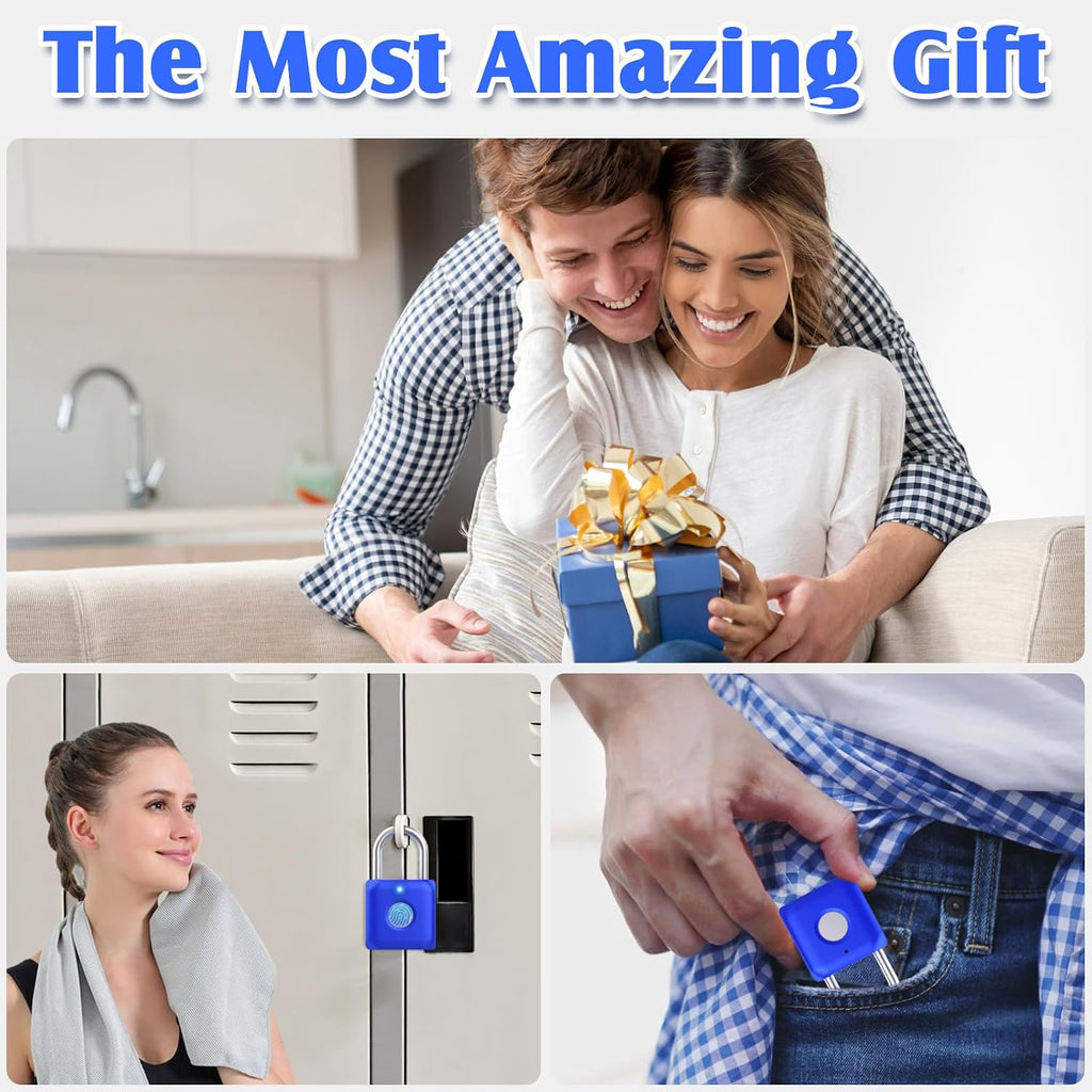 Fingerprint Padlock, Smart Padlock, Locker Lock, Fingerprint Lock with APP Unlock, USB Rechargeable, Suitable for Gym Locker, Locker(Sapphire Blue) - Image 8