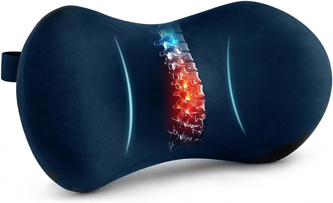 Lumbar Support Pillow for Office Chair, Lower Back Pillow with Strap, Blue | Saty in Place, Soft Plush Cover, Memory Foam Core, Erogonimic for Long-Sitting Comfort, Ideal for Car Seat & Most Chairs by Unknown